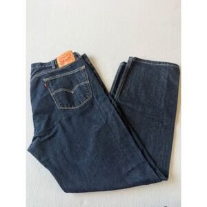 Levis 505 Regular Fit Straight Leg Jeans Mens 40x32 Dark Wash Indigo Blue Denim